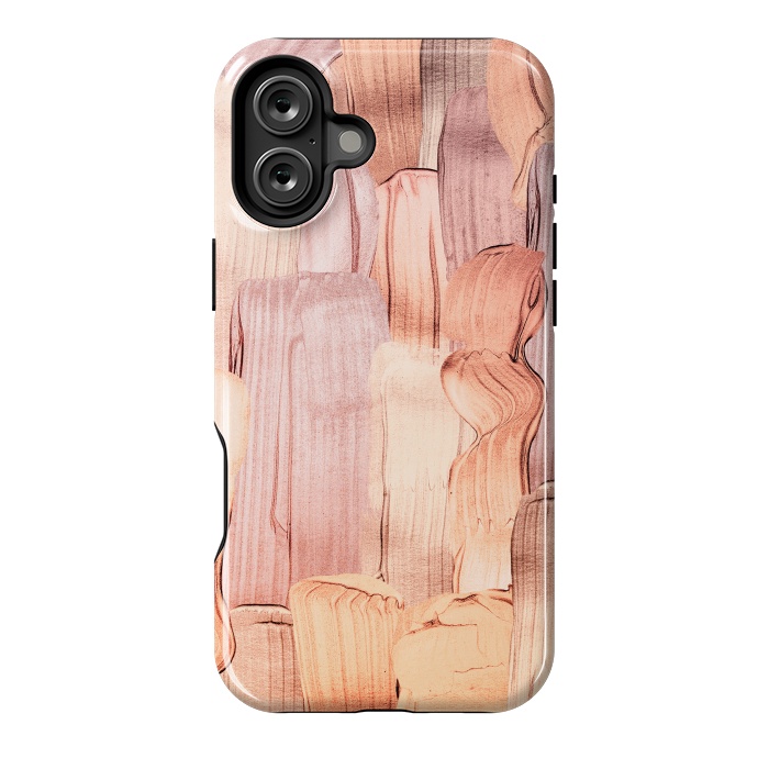 iPhone 16 Plus StrongFit Copper Blush Gold  Acrylic Brush Strokes by  Utart