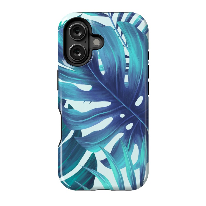 iPhone 16 StrongFit blue Fern leaves by haroulita