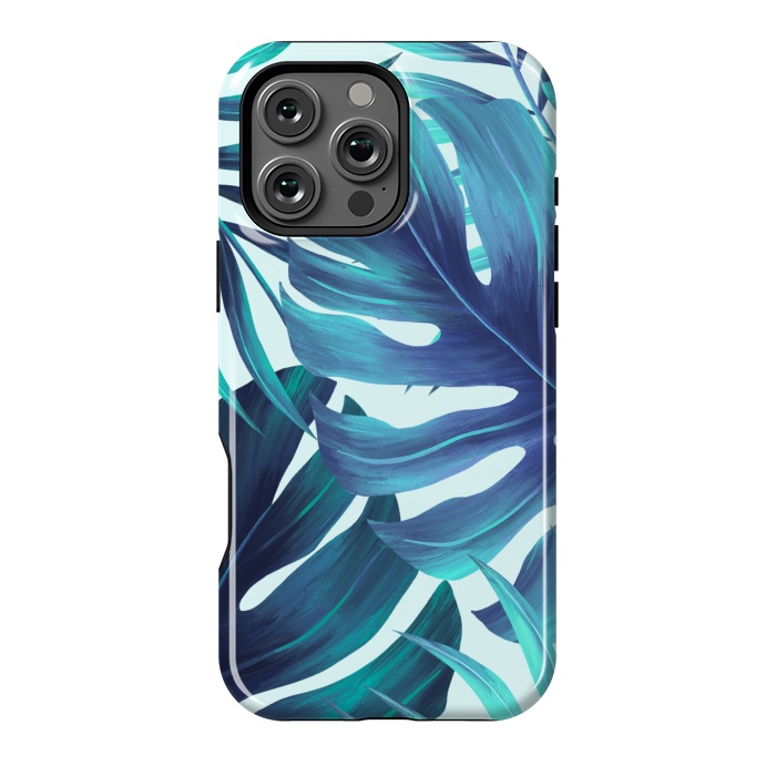 iPhone 16 Pro Max StrongFit blue Fern leaves by haroulita