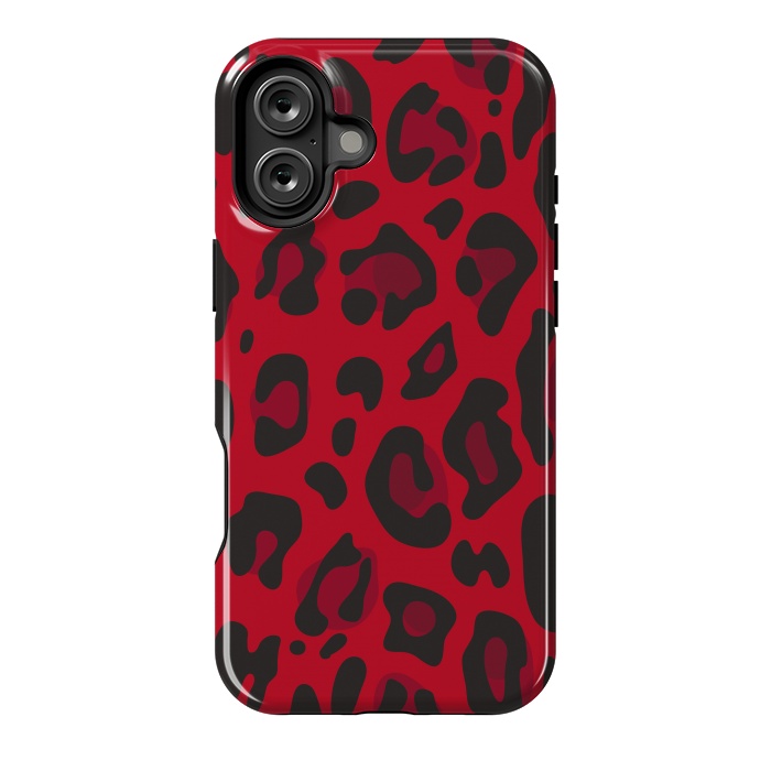 iPhone 16 Plus StrongFit red animal print by haroulita