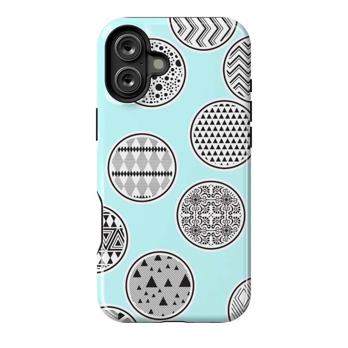 iPhone 16 Plus StrongFit BLACK AND WHITE CIRCLE PATTERN by MALLIKA