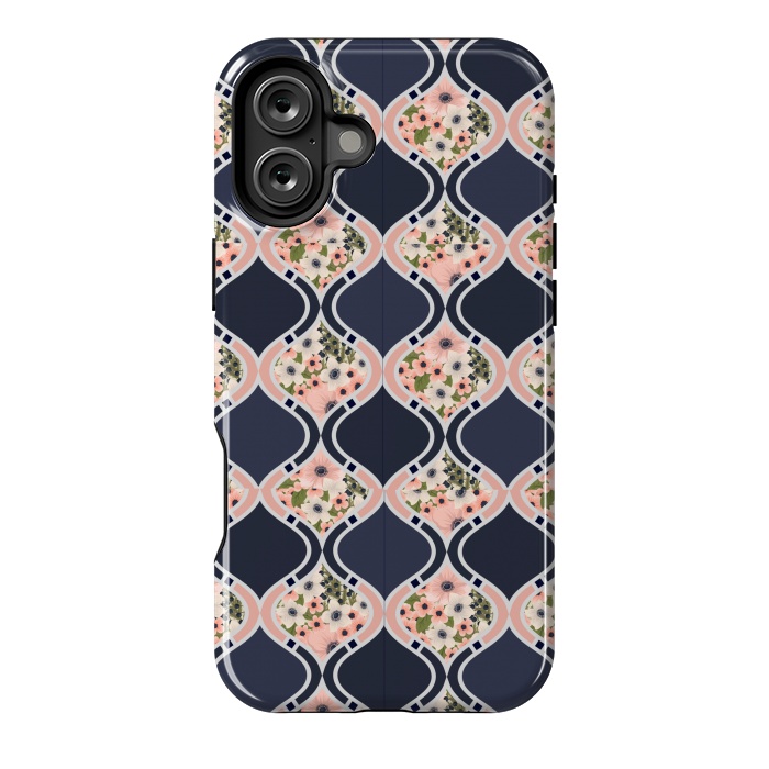 iPhone 16 Plus StrongFit blue peach floral print by MALLIKA