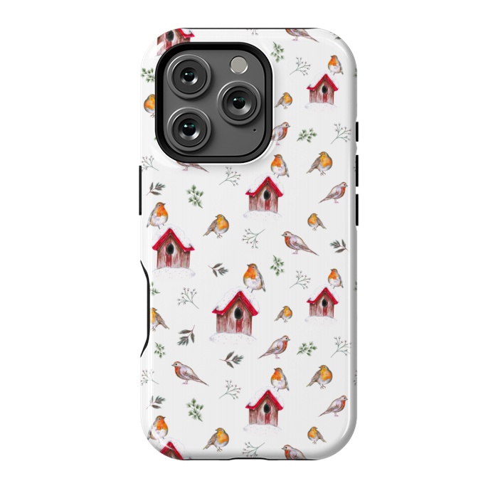 iPhone 16 Pro StrongFit Cute Winter Robins by Negin Mf