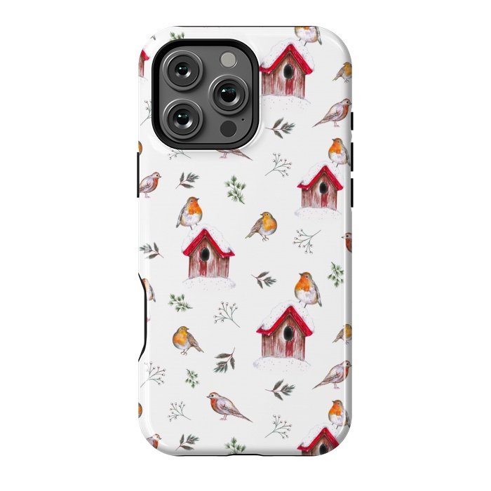 iPhone 16 Pro Max StrongFit Cute Winter Robins by Negin Mf