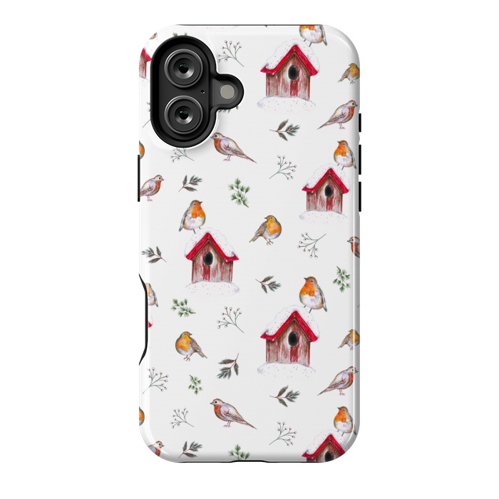 iPhone 16 Plus StrongFit Cute Winter Robins by Negin Mf