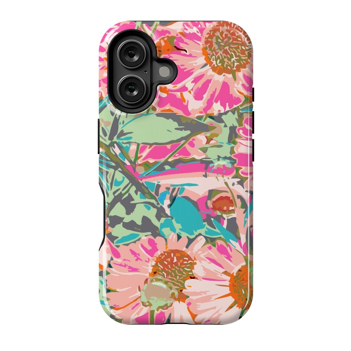 iPhone 16 StrongFit Pink Sunflowers Pattern by Uma Prabhakar Gokhale