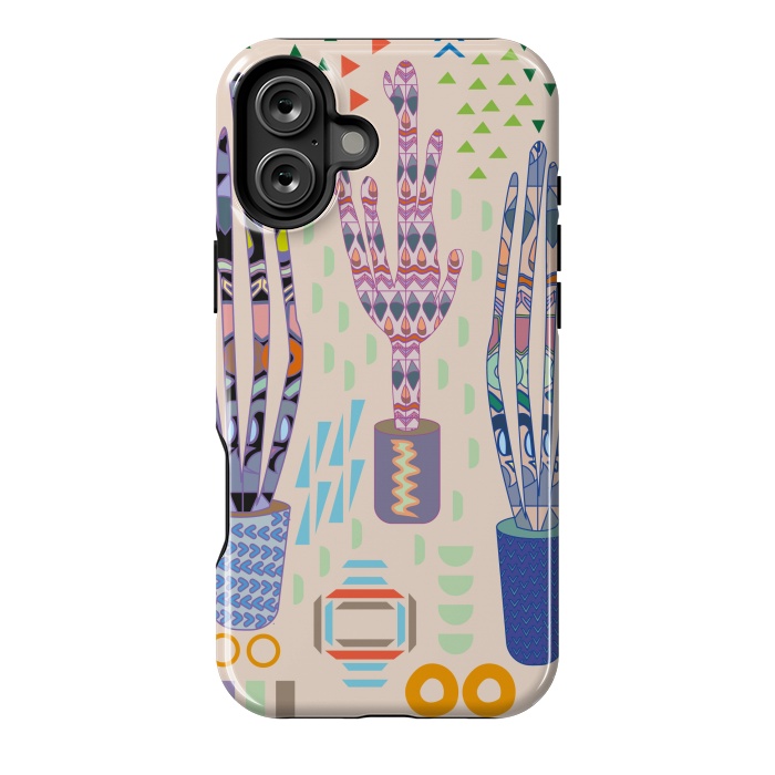 iPhone 16 Plus StrongFit Cactus desert with pattern by Nina Leth