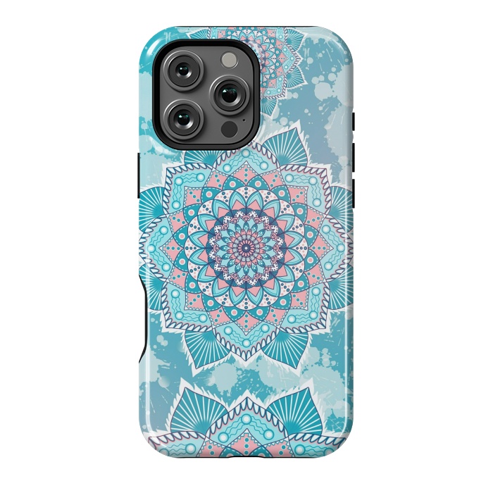 iPhone 16 Pro Max StrongFit Flower mandala turquoise blue by Jms