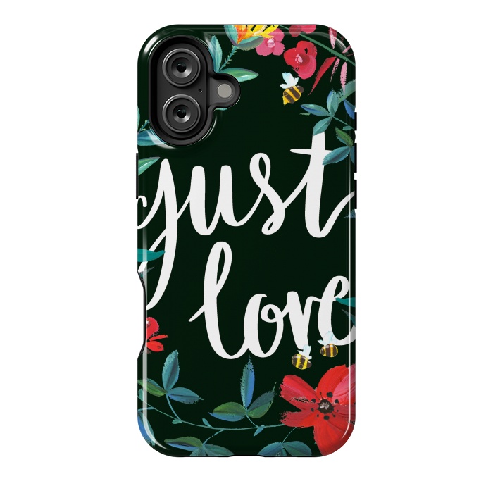 iPhone 16 Plus StrongFit Just love flower painting quote by Oana 