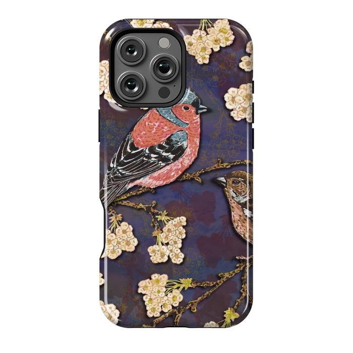 iPhone 16 Pro Max StrongFit Chaffinches in Cherry Blossom by Lotti Brown