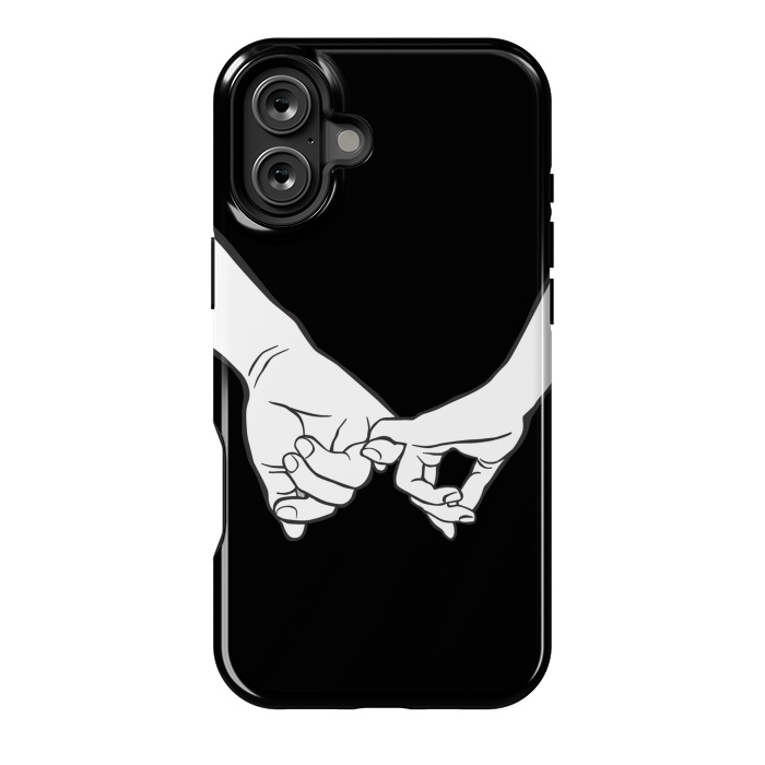 iPhone 16 Plus StrongFit Couple holding hands minimal line art valentine drawing by Oana 