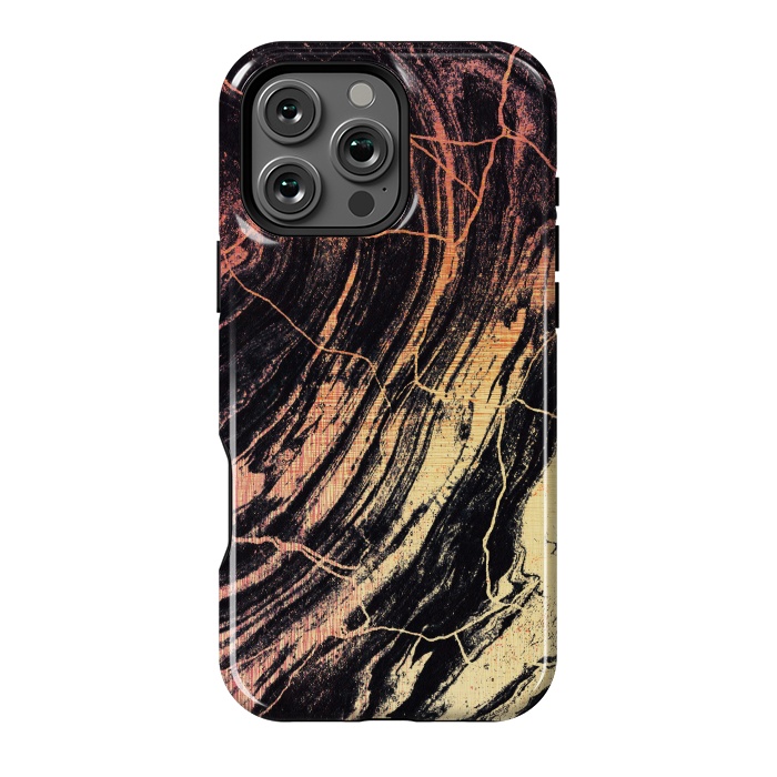 iPhone 16 Pro Max StrongFit Gold marble brush strokes by Oana 