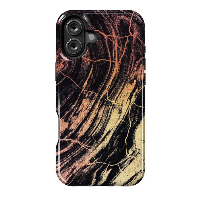 iPhone 16 Plus StrongFit Gold marble brush strokes by Oana 