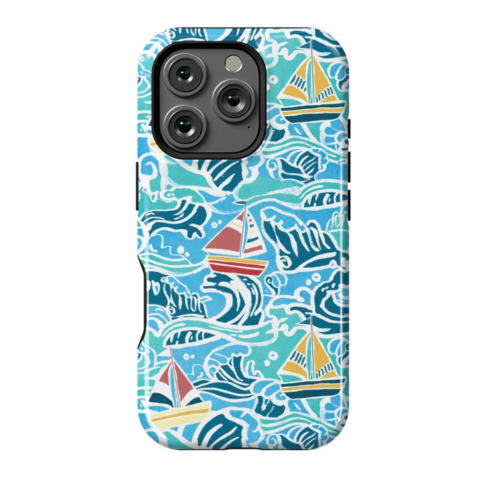 iPhone 16 Pro StrongFit Sailboats & Waves by Tangerine-Tane