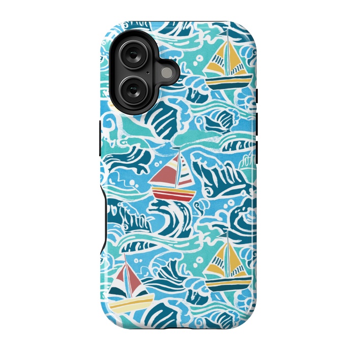 iPhone 16 StrongFit Sailboats & Waves by Tangerine-Tane