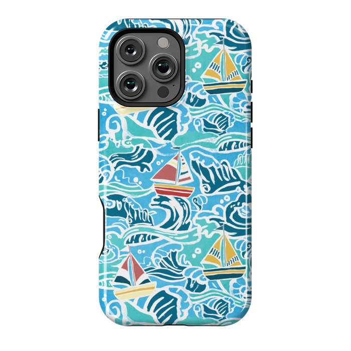 iPhone 16 Pro Max StrongFit Sailboats & Waves by Tangerine-Tane