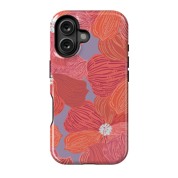 iPhone 16 StrongFit Coral floral by Nina Leth