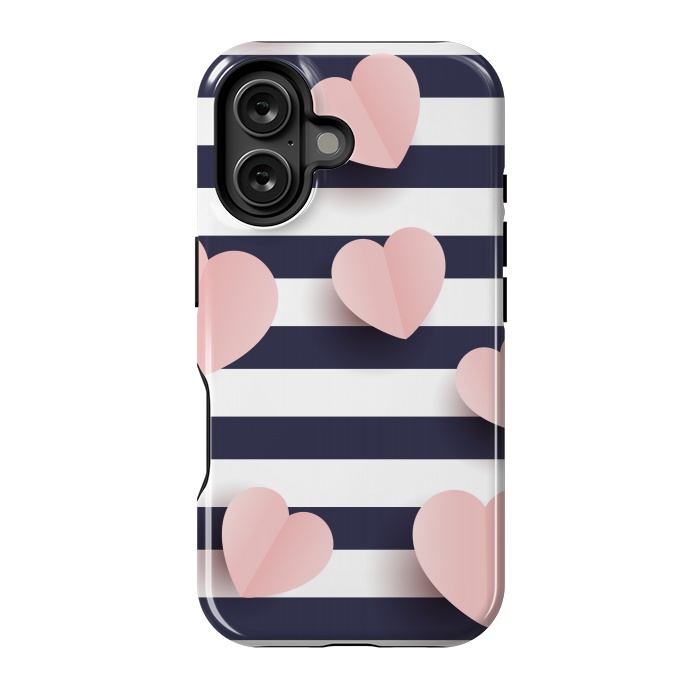 iPhone 16 StrongFit paper cut cute hearts by MALLIKA