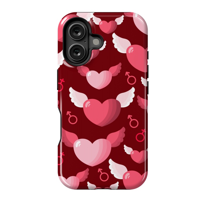 iPhone 16 StrongFit HEARTS FEATHERS PATTERN by MALLIKA