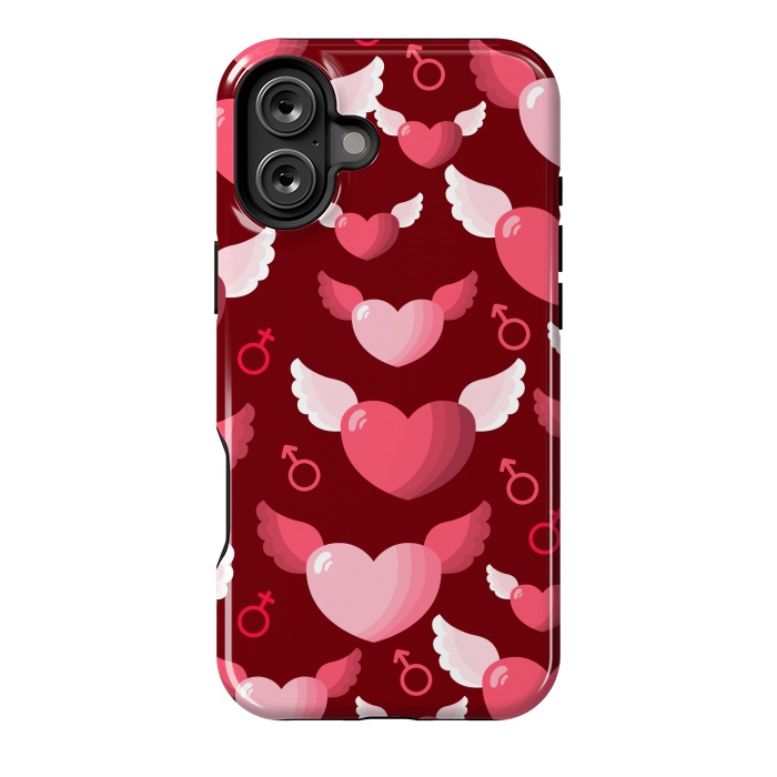 iPhone 16 Plus StrongFit HEARTS FEATHERS PATTERN by MALLIKA