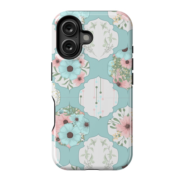 iPhone 16 StrongFit BLUE FLORAL PATCHWORK  by MALLIKA