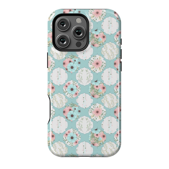 iPhone 16 Pro Max StrongFit BLUE FLORAL PATCHWORK  by MALLIKA