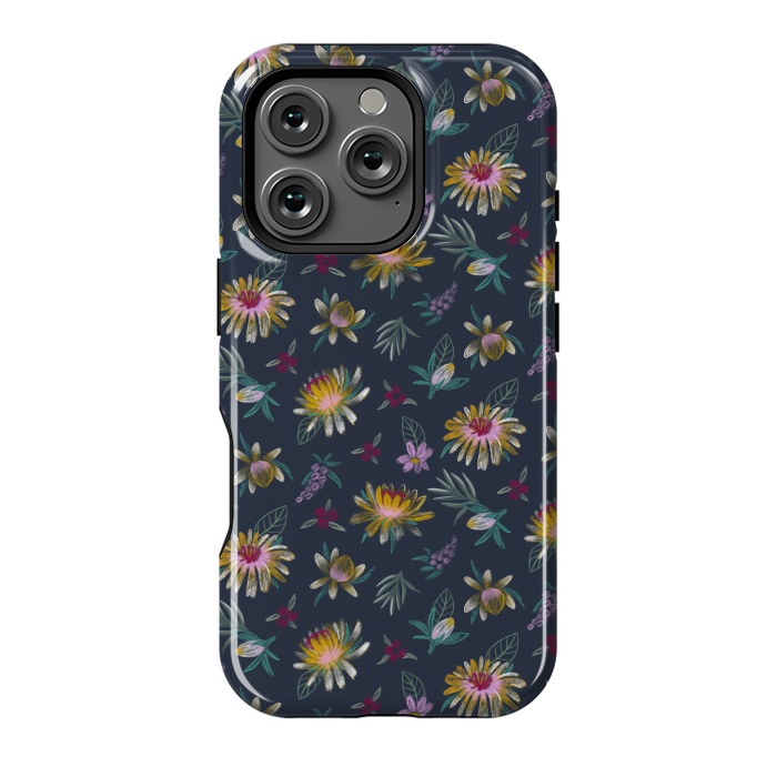 iPhone 16 Pro StrongFit Blue Floral by Tishya Oedit