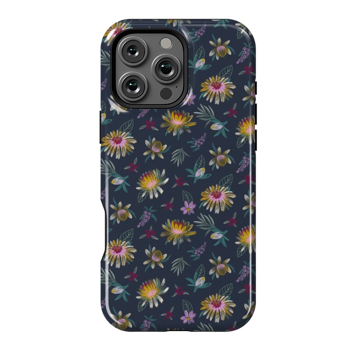 iPhone 16 Pro Max StrongFit Blue Floral by Tishya Oedit