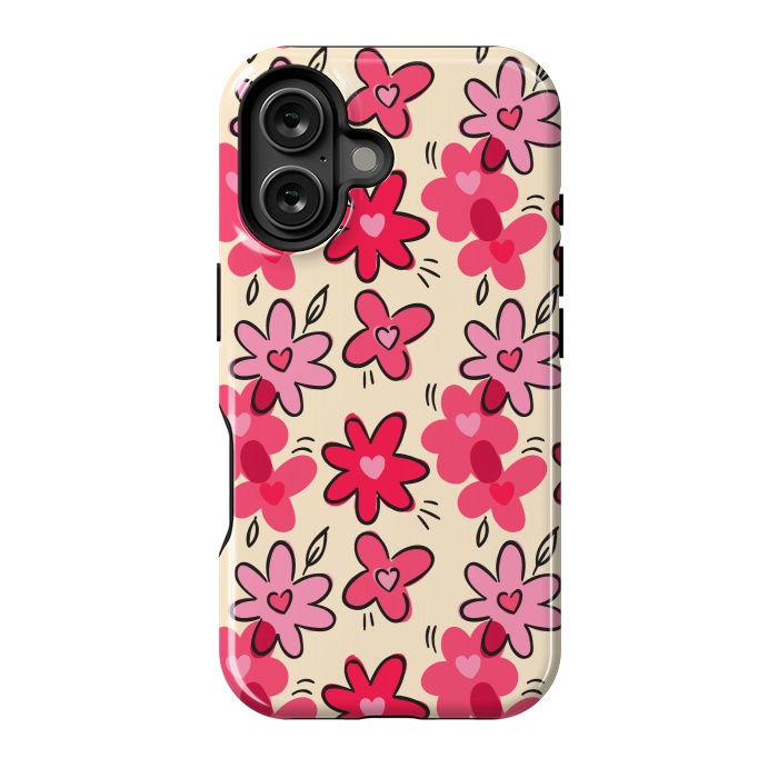 iPhone 16 StrongFit FLORAL HEART PATTERN by MALLIKA