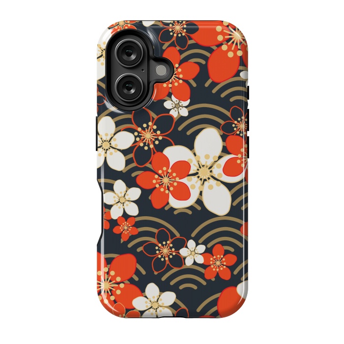 iPhone 16 StrongFit white floral ethnic pattern 2  by MALLIKA