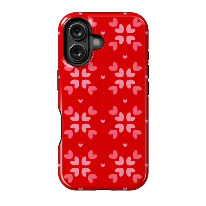 iPhone 16 StrongFit cute hearts red pattern by MALLIKA