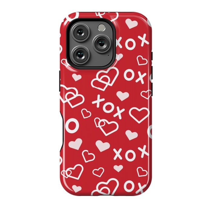 iPhone 16 Pro StrongFit xoxo red white by MALLIKA