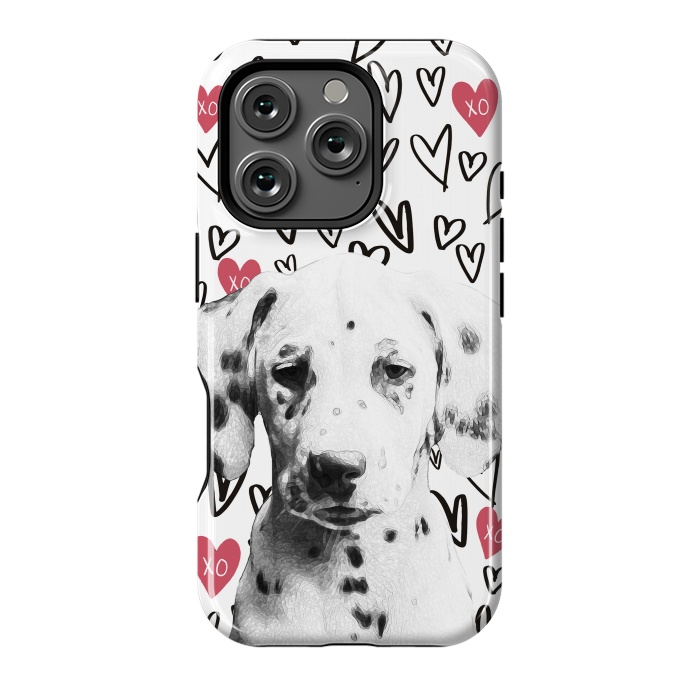 iPhone 16 Pro StrongFit Cute Dalmatian and hearts Valentine's day by Oana 