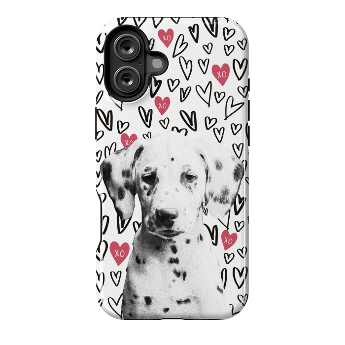 iPhone 16 Plus StrongFit Cute Dalmatian and hearts Valentine's day by Oana 