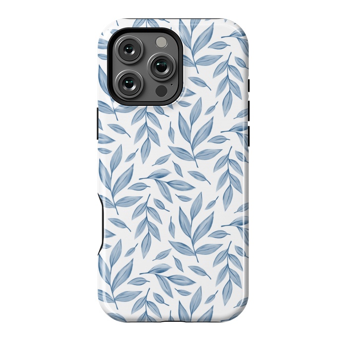 iPhone 16 Pro Max StrongFit blue leaves by Alena Ganzhela