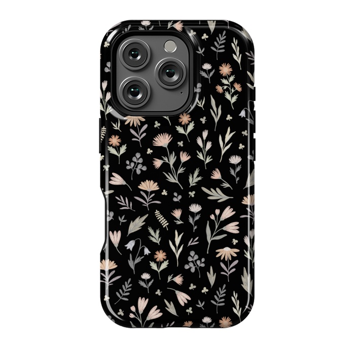 iPhone 16 Pro StrongFit gentle flora on a black by Alena Ganzhela