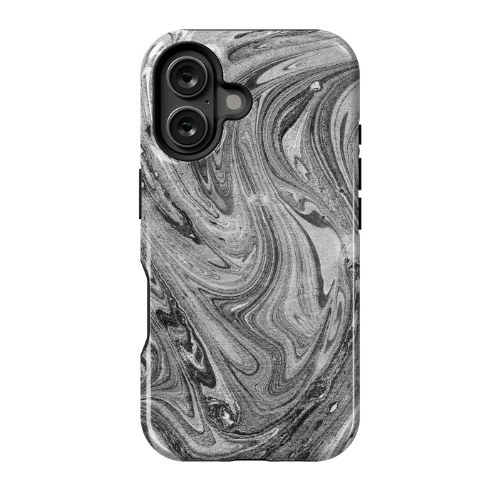 iPhone 16 StrongFit Dark grey marble swirl by Oana 