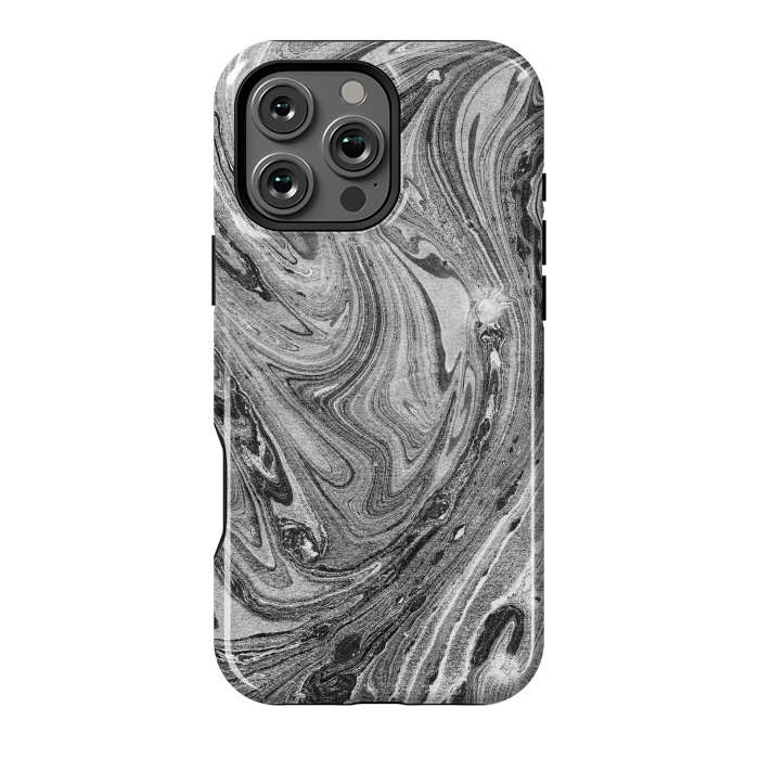 iPhone 16 Pro Max StrongFit Dark grey marble swirl by Oana 