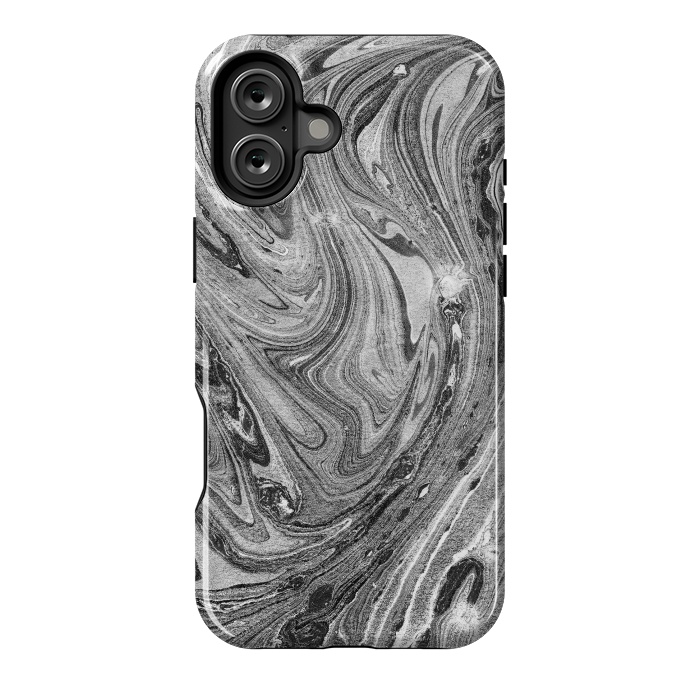 iPhone 16 Plus StrongFit Dark grey marble swirl by Oana 