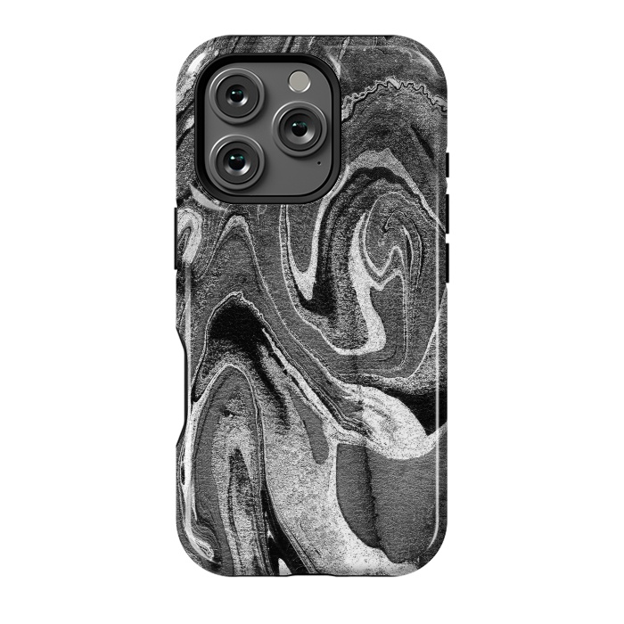 iPhone 16 Pro StrongFit black grey liquid marble by Oana 