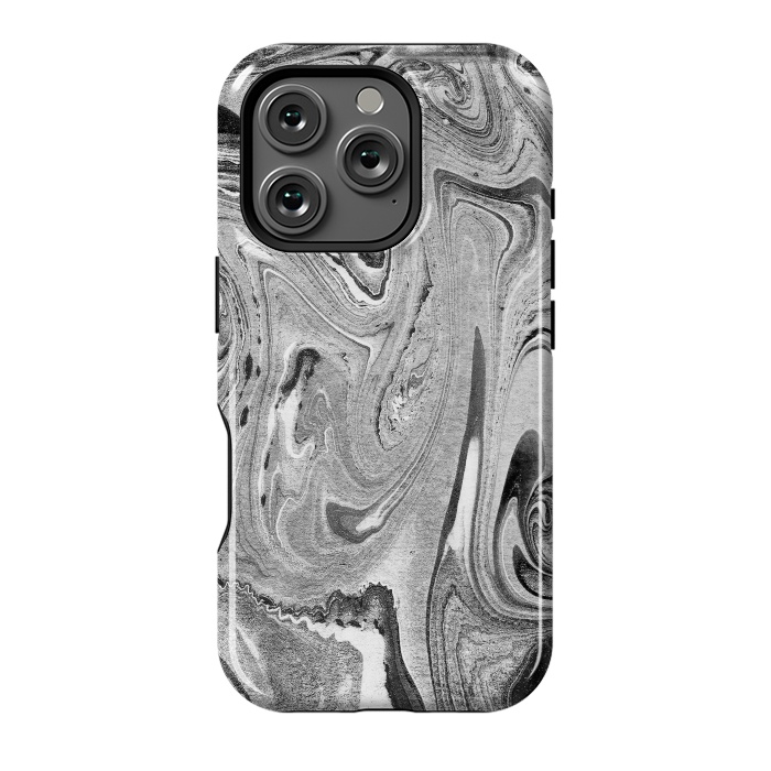 iPhone 16 Pro StrongFit Monochrome liquid marble art swirls by Oana 