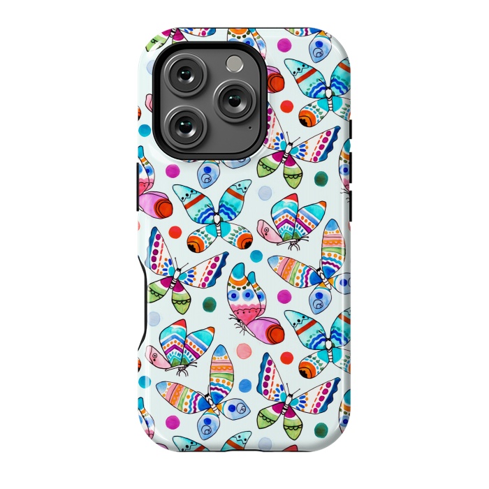 iPhone 16 Pro StrongFit Jewel Tone Watercolor Butterflies  by Tigatiga