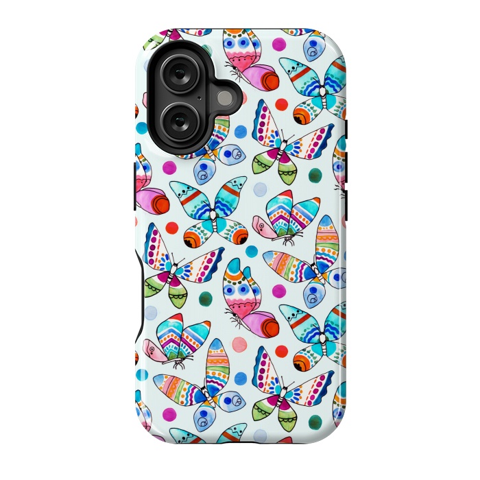 iPhone 16 StrongFit Jewel Tone Watercolor Butterflies  by Tigatiga