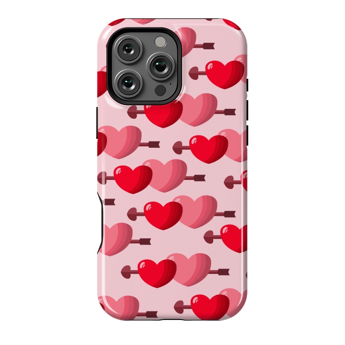 iPhone 16 Pro Max StrongFit pink red hearts pattern by MALLIKA