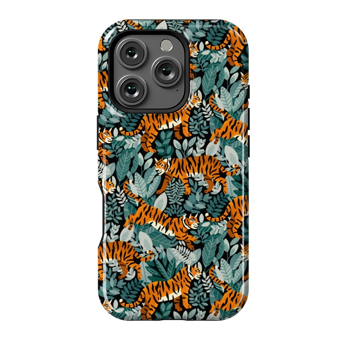 iPhone 16 Pro StrongFit Bangel Tiger Teal Jungle  by Tigatiga