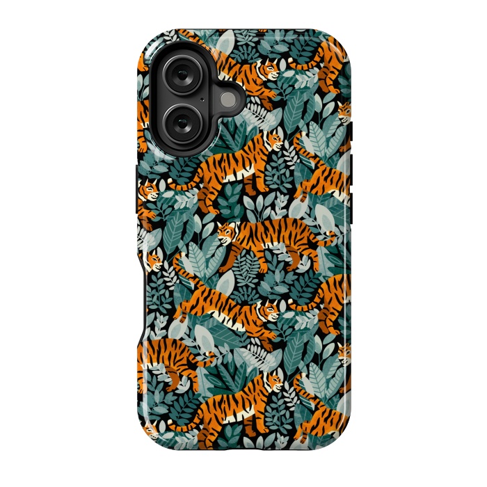 iPhone 16 StrongFit Bangel Tiger Teal Jungle  by Tigatiga