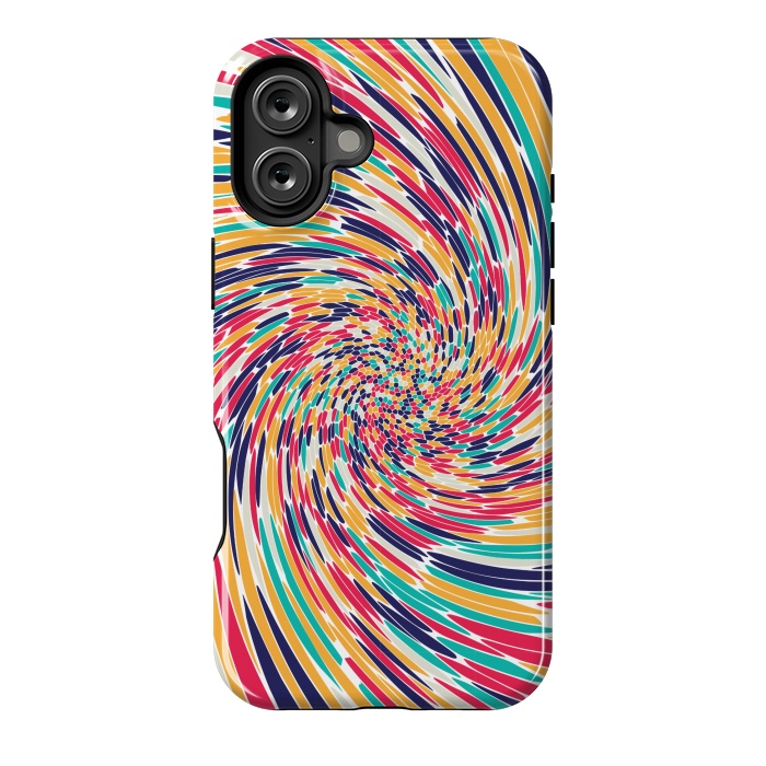 iPhone 16 Plus StrongFit multi colour spiral print 2 by MALLIKA