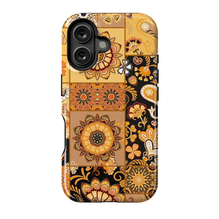 iPhone 16 StrongFit Patchwork with Paisley and Mandala in Colorful by ArtsCase