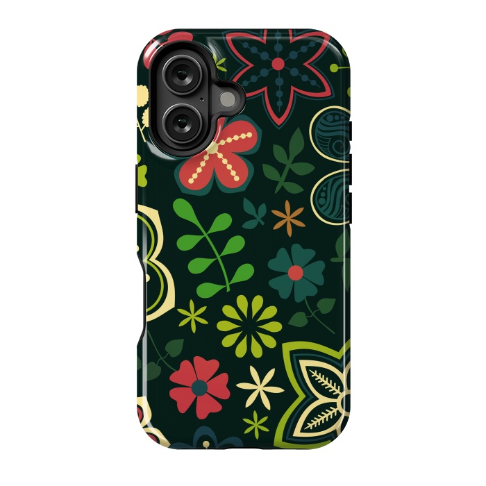 iPhone 16 StrongFit Seamless Flowers and Birds by ArtsCase