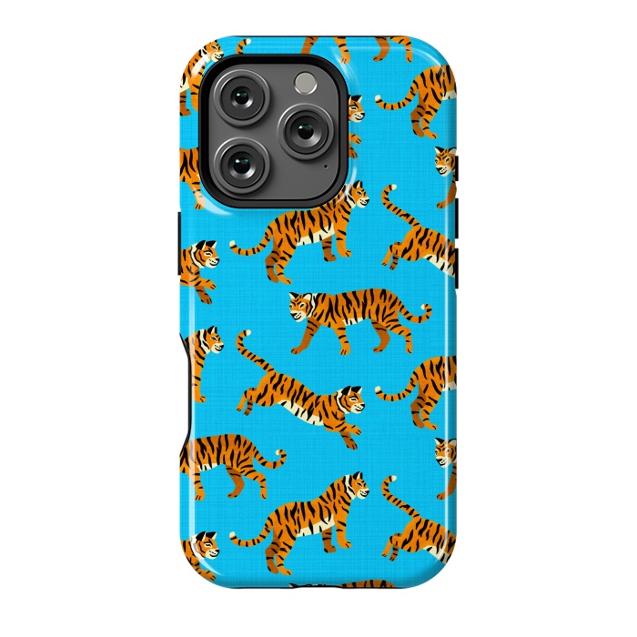 iPhone 16 Pro StrongFit Bangel Tigers - Electric Blue  by Tigatiga